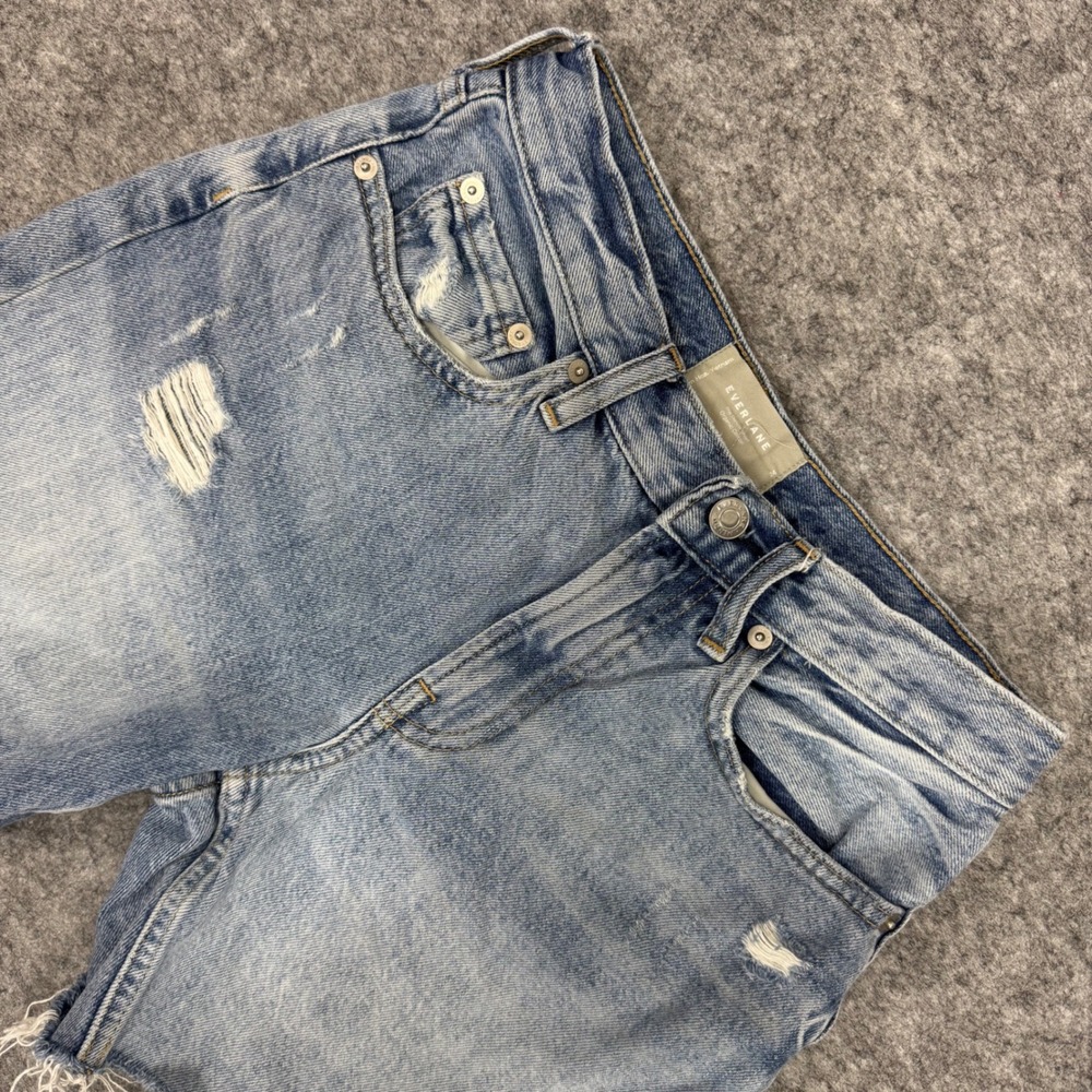 Everlane The‎ Denim Short Distressed Light Wash Organic Cotton Womens Size 24